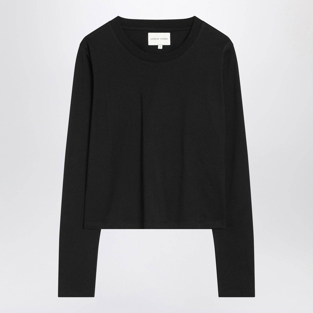 Loulou Loulou StudioブラックコットンクルーネックTシャツ - Image 2