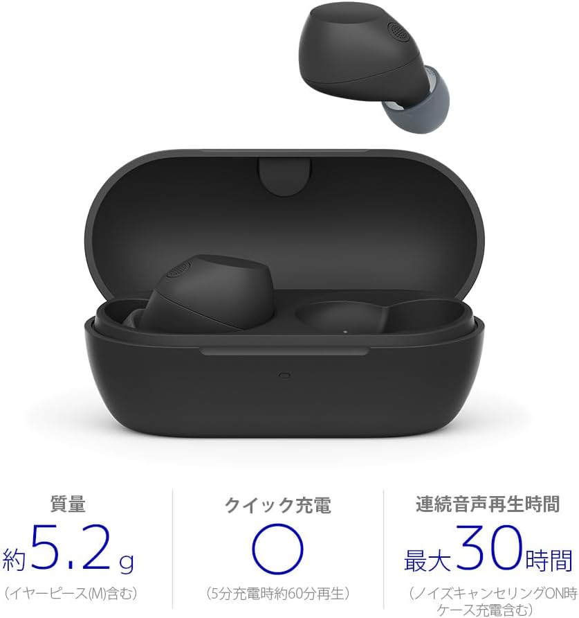 Sony WF-C710N Black Wireless Earbuds, High Performance Noise Canceling, Bluetooth Long Battery, External Sound Capture, IPX4 Splashproof, Lightweight, Compact, Multi-Point Connection