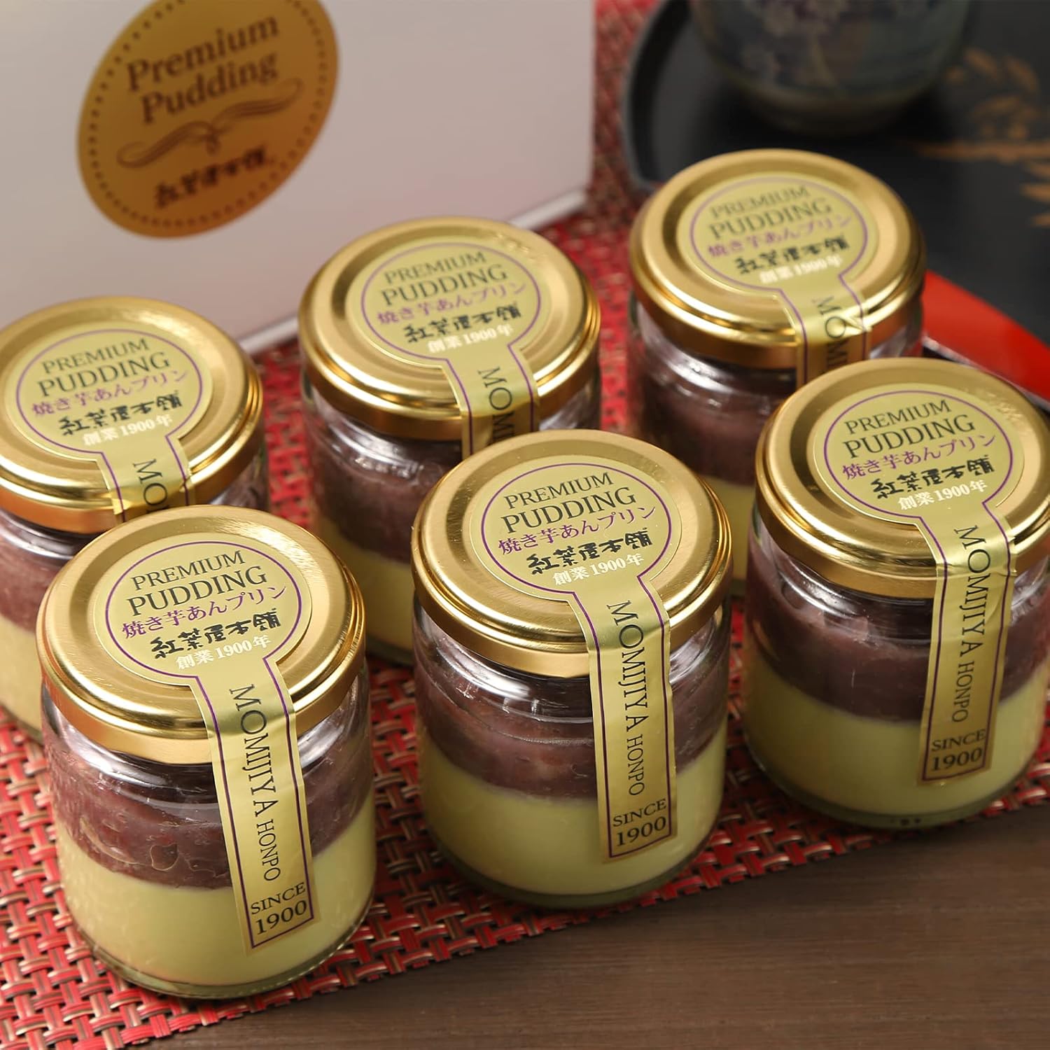 Japanese Style Premium Baked Sweet Potato Anmitsu Pudding (1 Box 6 Pieces) (100g×6 Pieces) [Specialty from the Established Anmitsu Shop] | High-Quality Anmitsu, Baked Sweet Potato, Gift Pudding