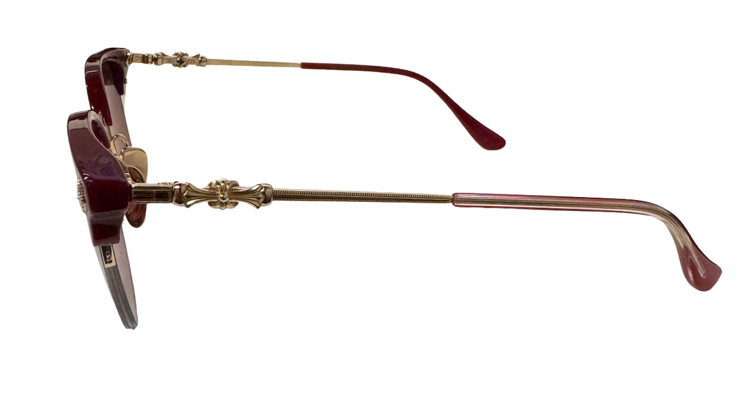 CHROME HEARTS 'TANG' BURGUNDY/GOLD SUNGLASSES
