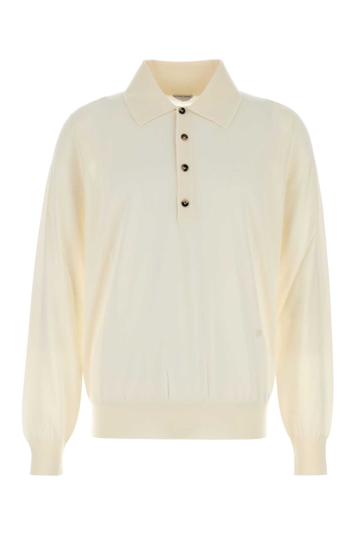 Bottega Bottega Veneta Ivory Cashmere Polo Shirt - Image 2