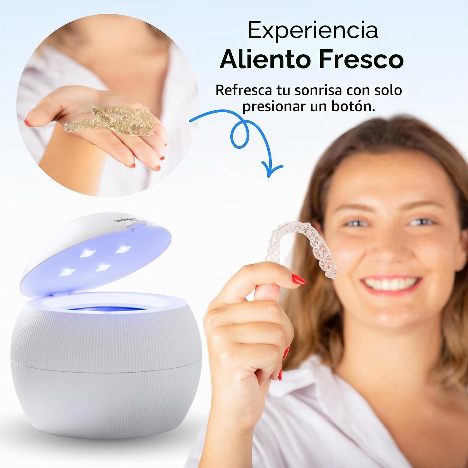 Swissker by Swissklip ShinePod - Cápsula de limpieza dental ultrasónica | Máquina de limpieza ultrasónica de retenedores | Limpiador de protector bucal | Limpiador de protector nocturno | Limpiador de