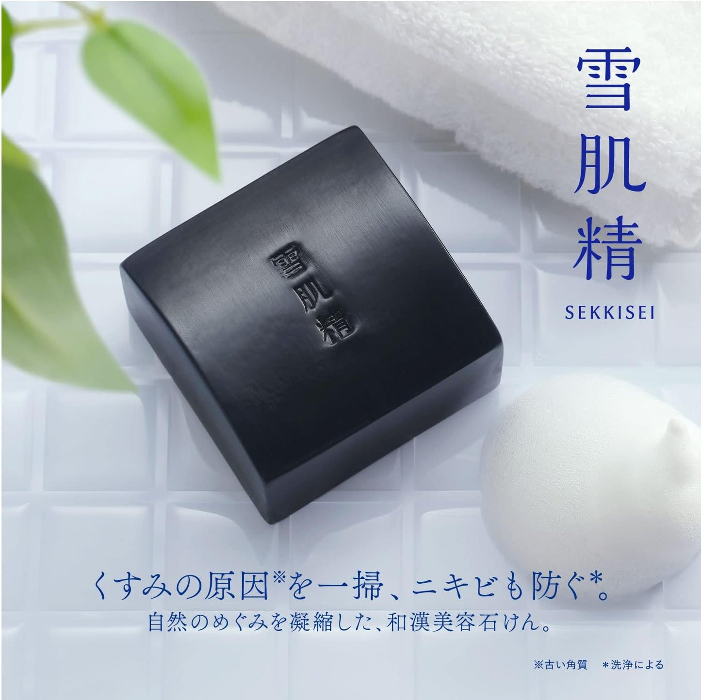 Sekkisei Facial Cleansing Essence Soap, Main Body, 4.2 oz (120 g), Facial Cleansing Soap, Pores, Japanese and Chinese Beauty Soap, Dullness, Acne, Black