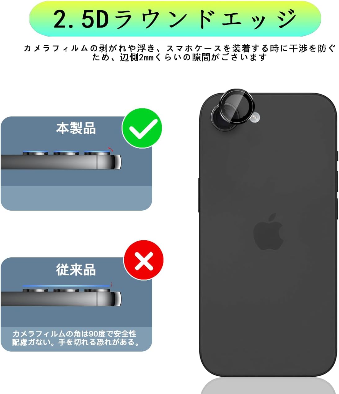 [wnunbg 2 Piece Set] Compatible iPhone 16E Camera Film [Japan Asahi Glass Material, 9H Hardness, Shatterproof] Compatible with iPhone 16E Lens Film, Camera Protective Film, Lens Protective Film, Ultra