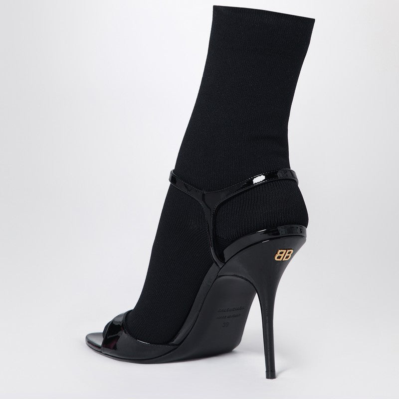 Balenciaga パテントレザーとメッシュのバレンシアガアベニューソックブラックサンダル - Image 2