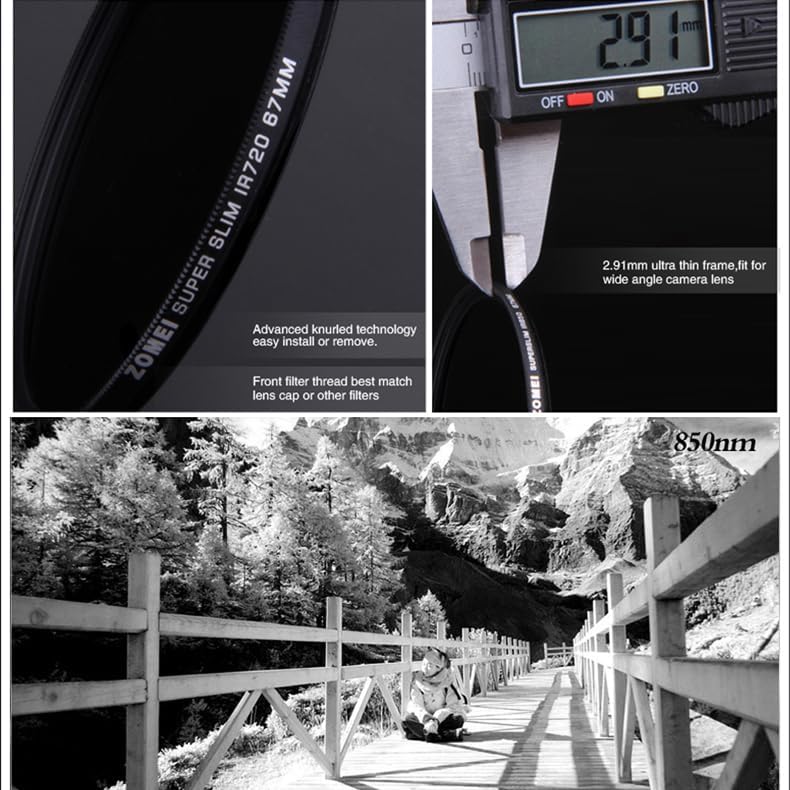 ZOMEI 52mm 850nm Infrared Filter for Nikon, Sony, Olympus, Pentax, Tamron, Sigma and Other DSLR Cameras