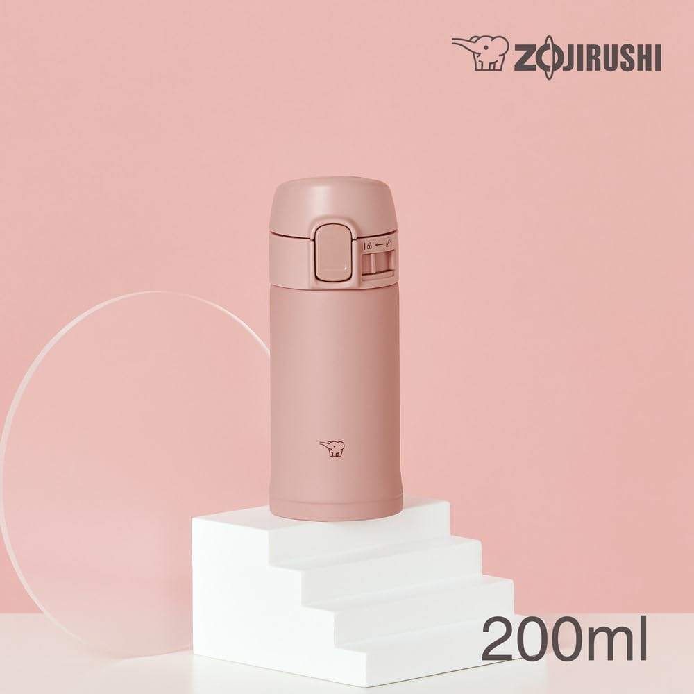 ZOJIRUSHI THERMOS 200ml One-Touch Mug Lightweight & Compact Mini Size Fits in Small Bags Keeps Hot & Cold Terracotta SM-PD20-PM