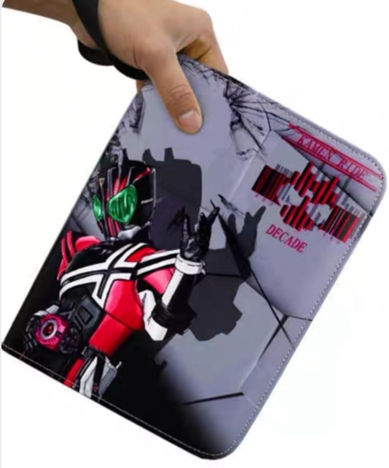 WYCOS カード収納バッグ仮面ライダー カードファイル 仮面ライダーディケイド シールファイル Decade カード 収納バッグ 収納ボックス 4ポケット 400枚収納 PUシェル 子供の贈り物 カードを集める 萌えグッズ (E)