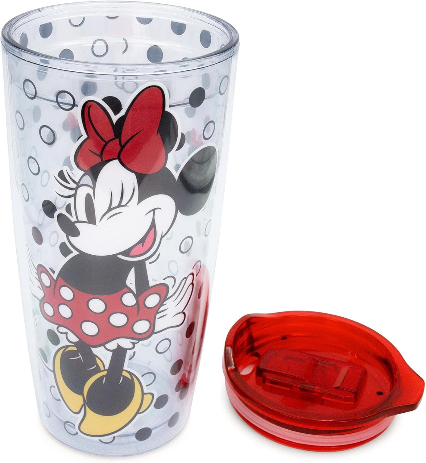 Disney Minnie Mouse - Vaso de viaje acrílico con tapa de cierre deslizante | Taza fría alta de carnaval para bebidas, jugo, limonada | Esenciales para el hogar y la cocina, bonitos regalos y coleccionables | Capacidad para 20 onzas