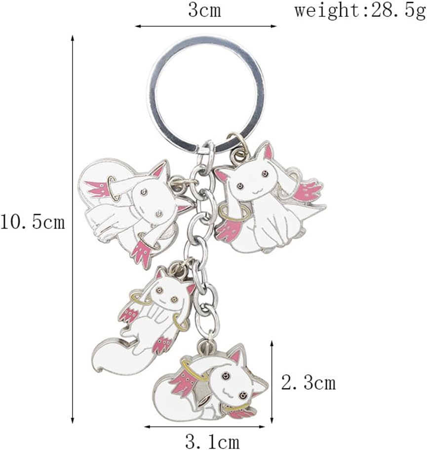 Magical Girl Madoka☆Magica Kyubey Keychain, Cosplay Anime Tool, Lightweight, Small Item, Fashion Accessory, Halloween, Christmas Gift