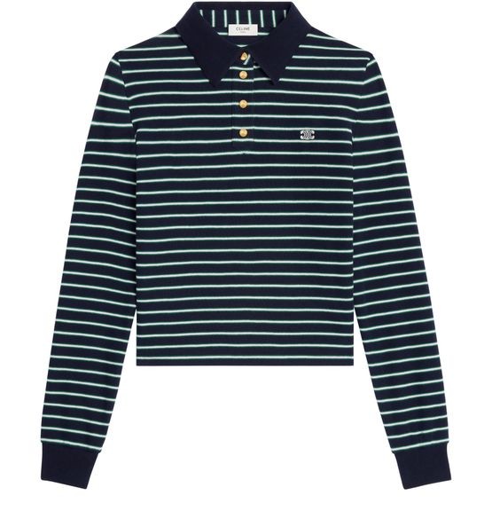 CELINE Triomphe polo in striped jersey - Image 2