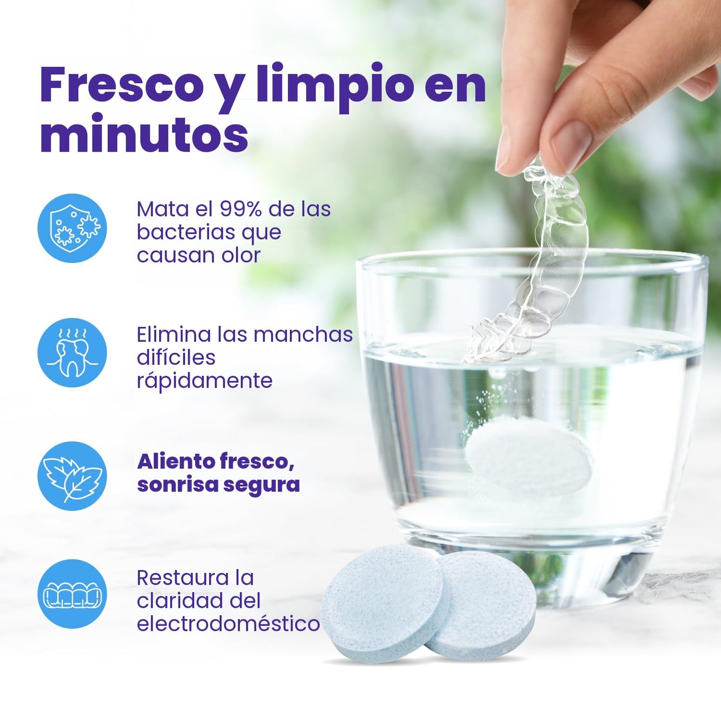 Retainer Brite - Tabletas limpiadoras de retenedores para Invisalign, limpiador bucal, limpieza nocturna y más. Tabletas de limpieza para limpiadores ultrasónicos. 120 tabletas - Suministro de 4 meses