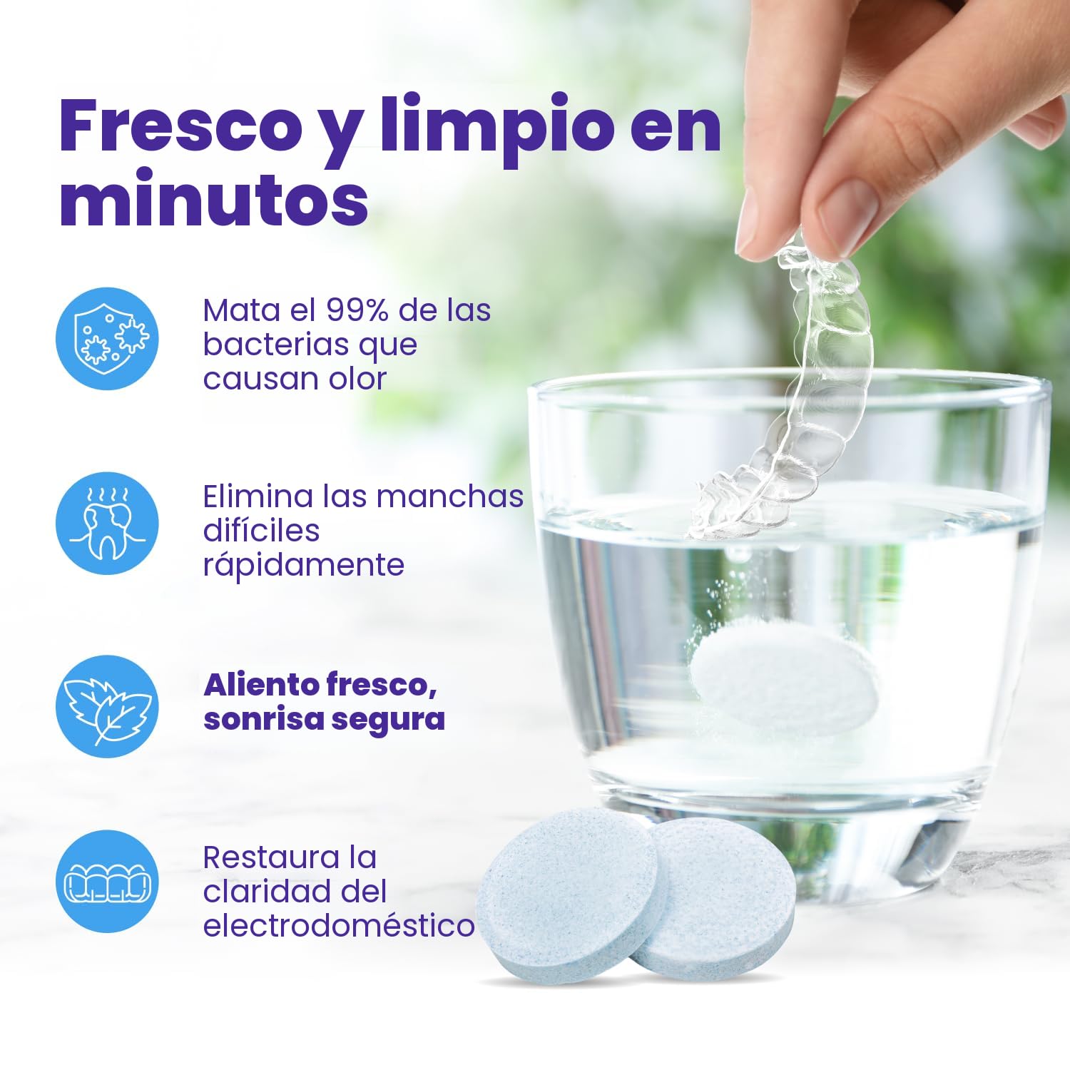 Retainer Brite - Tabletas limpiadoras de retenedores para Invisalign, limpiador bucal, limpieza nocturna y más. Tabletas de limpieza para limpiadores ultrasónicos. 120 tabletas - Suministro de 4 meses