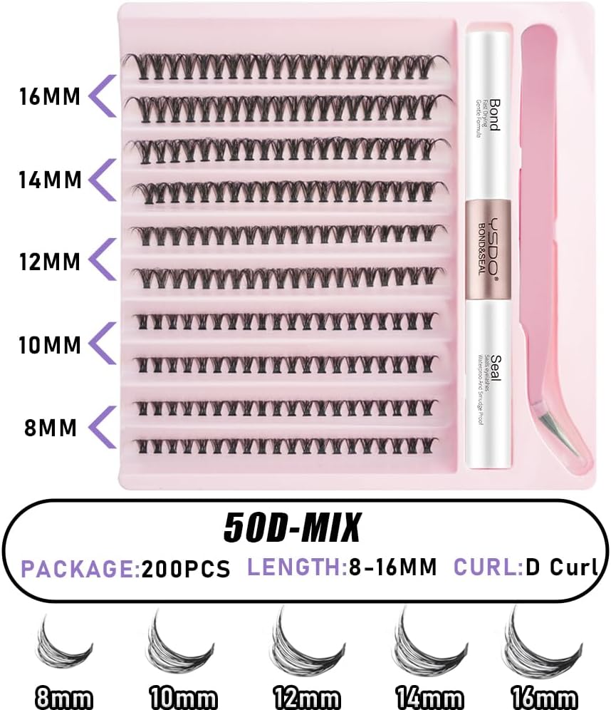 False Eyelashes, Partial False Eyelashes, Bulk Feel, Natural, Large Capacity, Handmade, For Stage Use, Daily Makeup (DIY-50D-MIX)