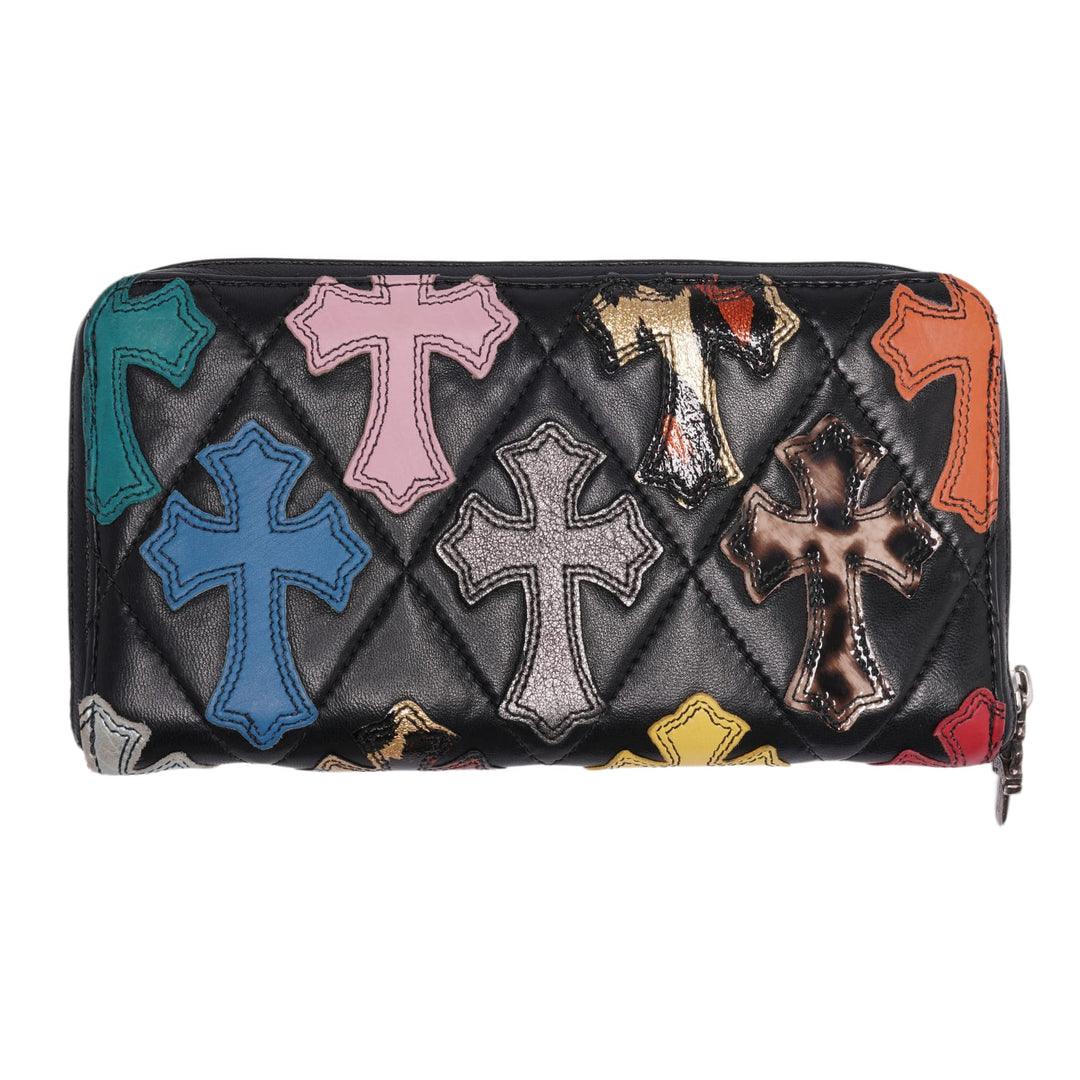 CHROME HEARTS 'MULTICOLOR CROSS PATCH' BLACK WALLET