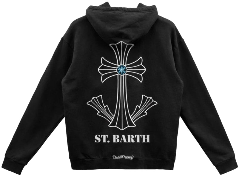 CHROME HEARTS 'BLACK/BLUE' ST. BARTH SCROLL LOGO HOODIE