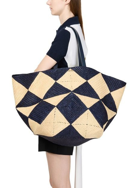 LOEWE Puzzle Fold Diamond XXL Tote in raffia - Image 2
