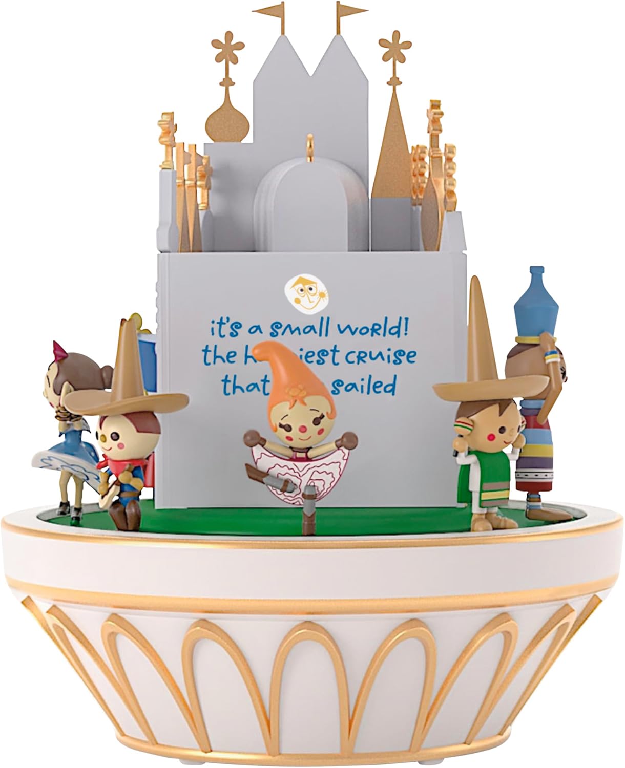 Hallmark Keepsake Adorno de Navidad 2024, Disney It's a Small World, el crucero más feliz que jamás haya navegado con sonido y movimiento, regalos para los fanáticos de Disney