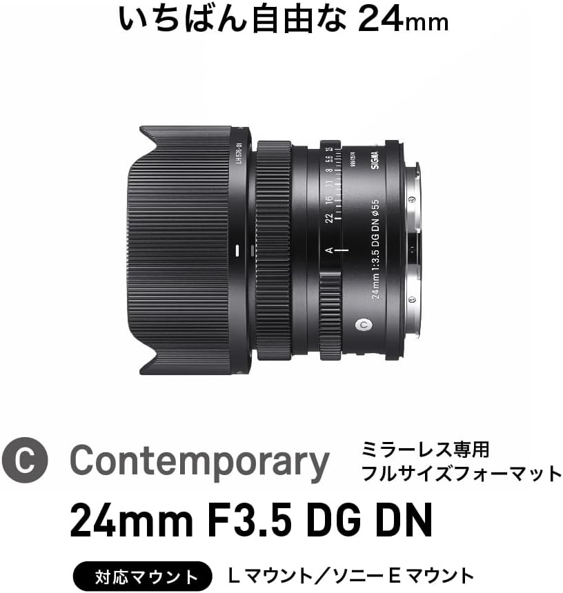 Sigma Sigma L-Mount Lens 24mm F3.5 DG DN Monofocal Wide Angle Full Size Contemporary Mirrorless