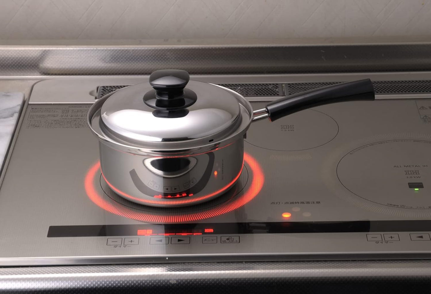 Yoshikawa SJ3394 Single Handle Pot 7.1 inches (18 cm), 2.5 Lid, Includes Lid, Compatible with Induction and Direct Fires, Integrated Tsubame Sanjo, Made in Japan