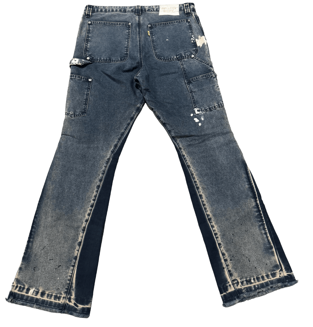GALLERY DEPT 'WHITE PAINT' NAVY CARPENTER FLARE JEANS