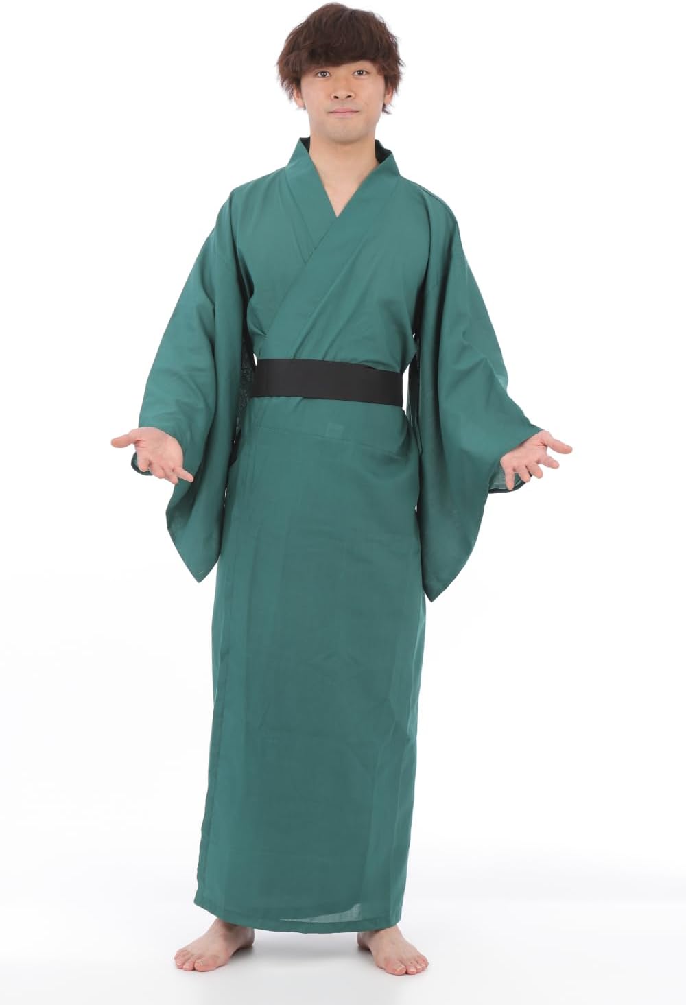 Magic Night Kimono Color Kimono, Green, 63.0 - 68.9 inches (160 - 175 cm), Cosplay, Costume, Theater, Period Drama, Party