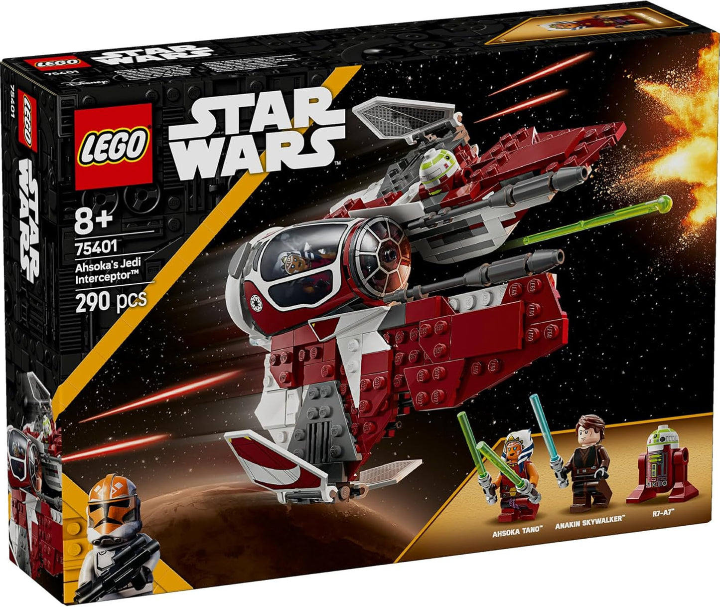 LEGO Star Wars Ahsoka's Jedi Interceptor™, Toy Building Blocks, Birthday Gift, Space, Boys, Girls, Children, Ages 8 to 10, Elementary School Students, 75401
