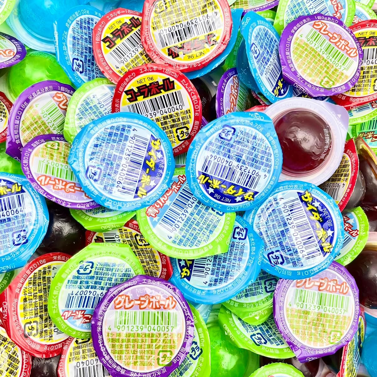 Eguchi Seika Ball Jelly, Jelly, Kohler, Cider, Green Apple, Grape, 2.2 lbs (1 kg), Assorted Dagashi, Large Capacity