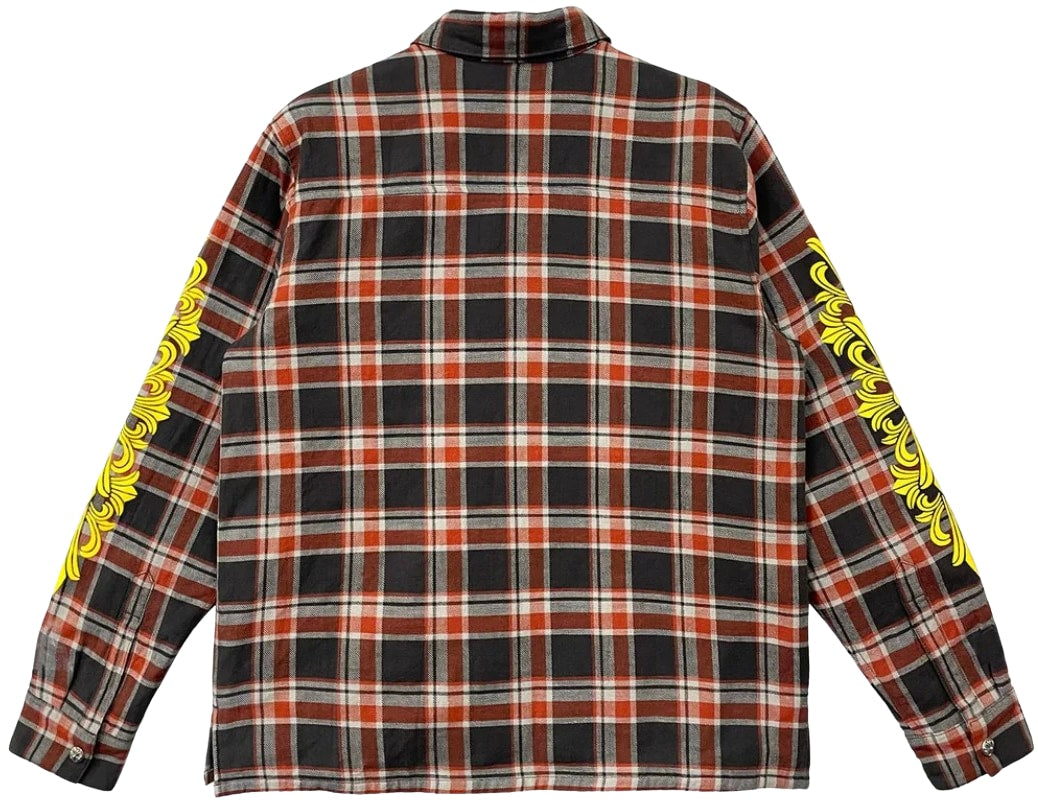 CHROME HEARTS 'YELLOW CROSS LOGO' PLAID QUILTED FLANNEL
