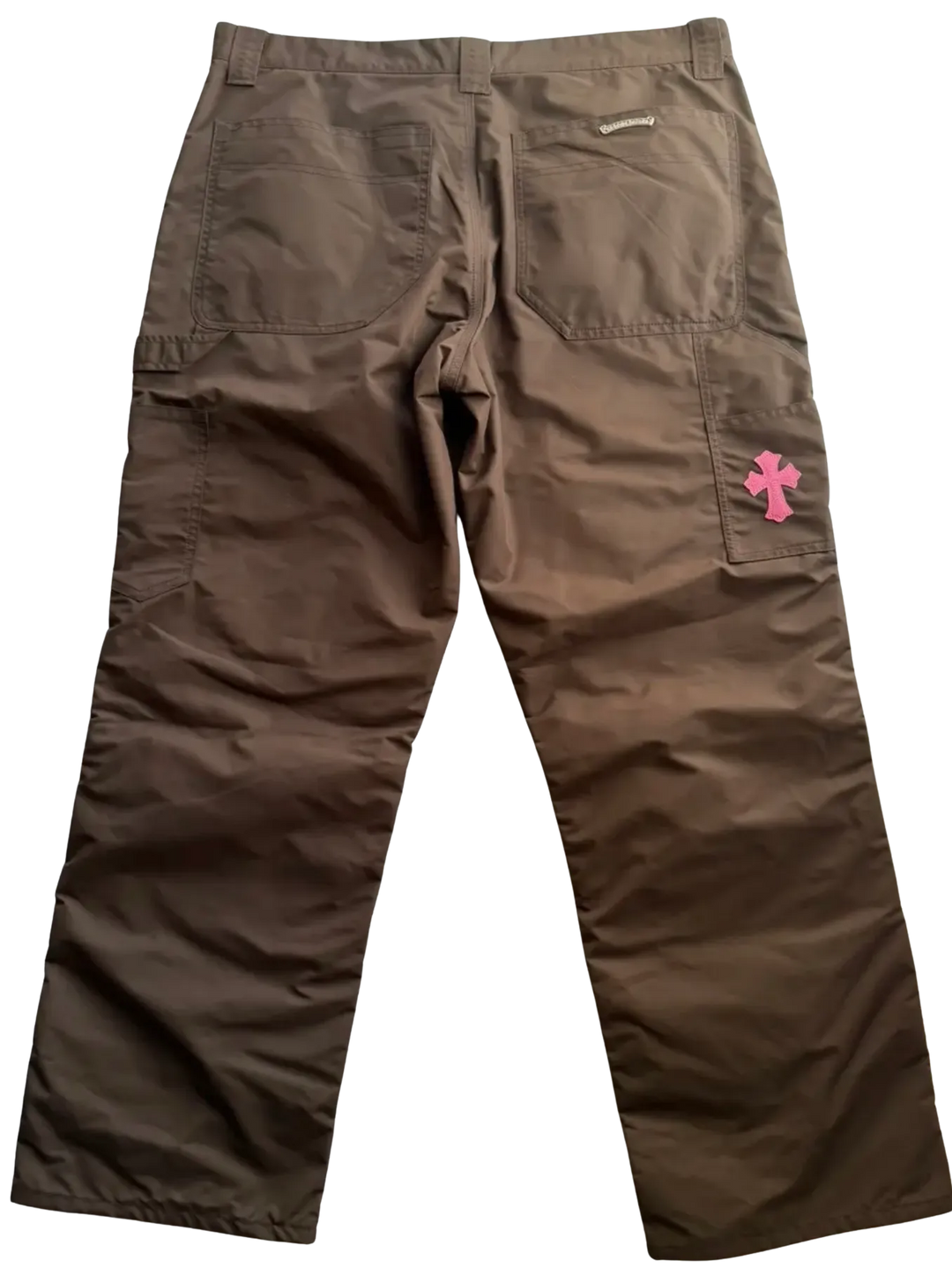 CHROME HEARTS 'BROWN' LEATHER CARPENTER NYLON PANTS