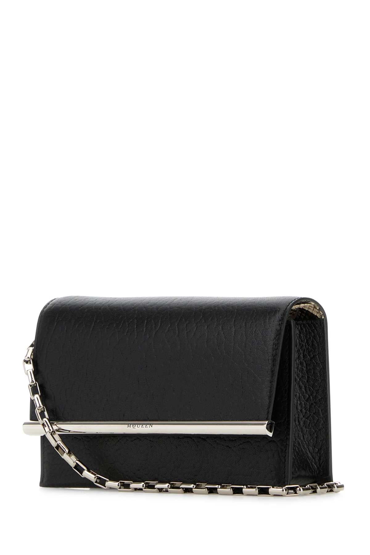 Alexander Mcqueen アレクサンダーマックイーンブラックレザーミニクロスバークラッチ - Image 2