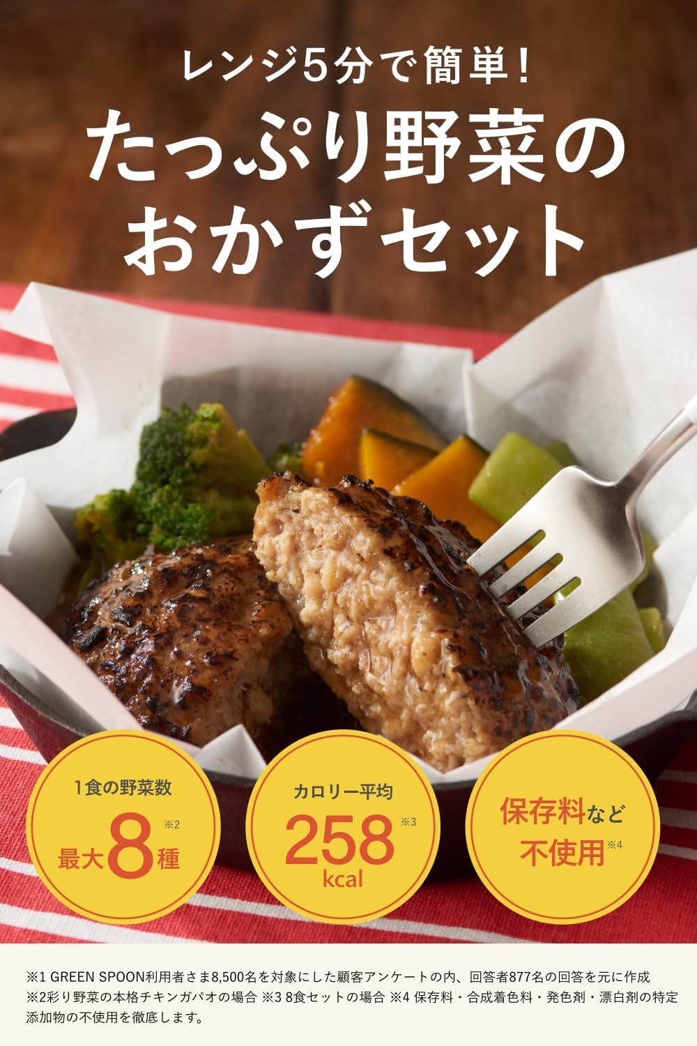 Green Spoon, 4 Types of Side Dishes, Frozen Foods, Trial (Side Food, Low Sugar, High Protein, 1 Serving of Vegetables, Diet, Frozen Bento Box, 5 Minutes in Microwave Use, Healthy)