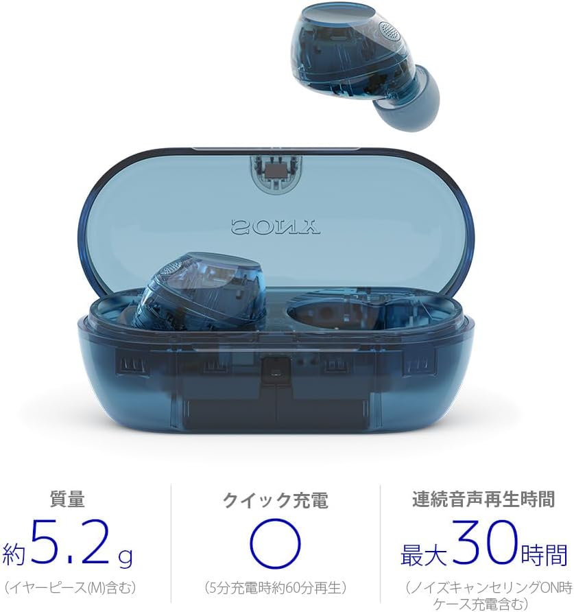 Sony WF-C710N Glass Blue Wireless Earphones, High Performance Noise Canceling, Bluetooth Long Battery, External Sound Capture, IPX4 Splashproof, Lightweight, Compact, Multi-Point Connection