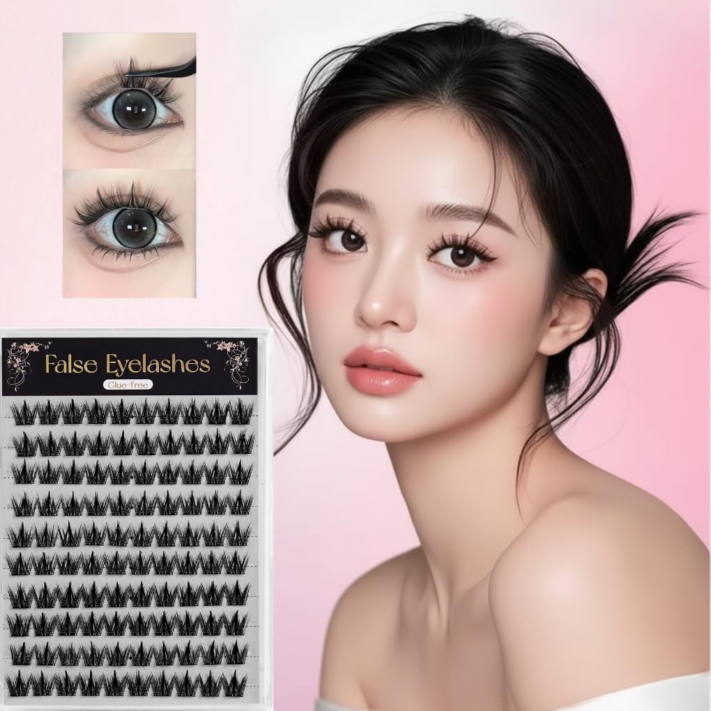 Partial False Eyelashes, No Glue, No Adhesive, Natural Fake Eyelashes, For Parts, Self-Adhesive, Everyday Makeup, Easy to Apply for Beginners, Lightweight, Large Capacity, Partial False Eyelashes