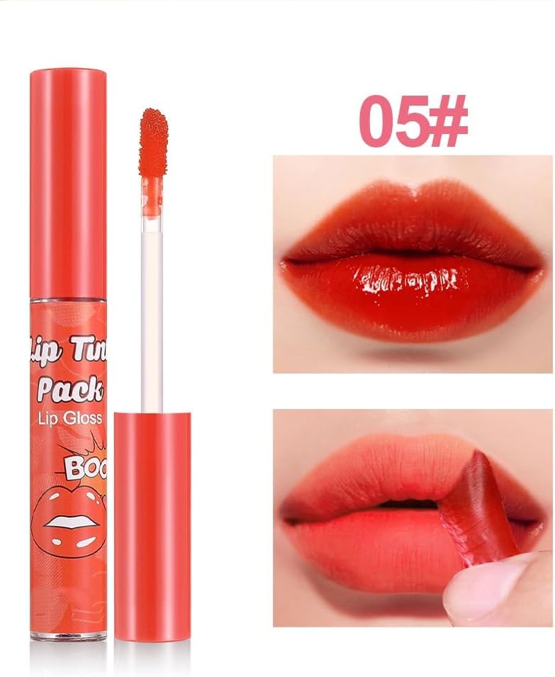Removable moisturizing lip mask, lip gloss, removable lip stain, liquid lipstick, not easy to fade, easy to color, suitable for beginners, 24 hours waterproof, unique effect(05#)