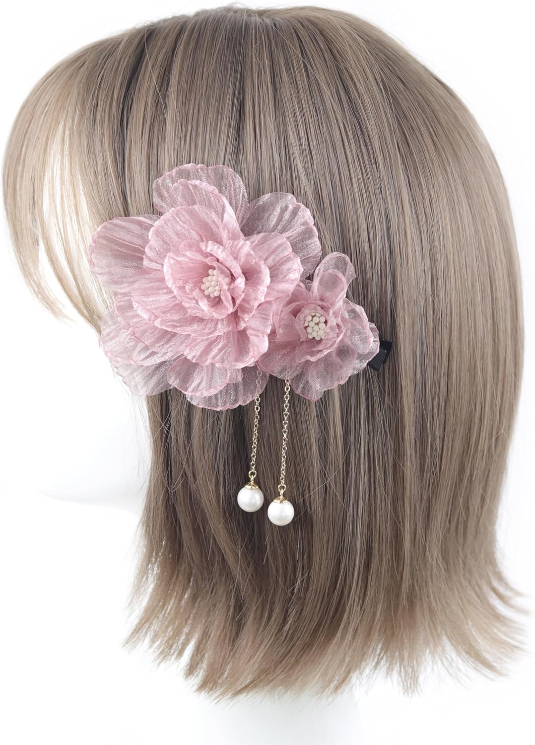 [NANA Handmade] Hair Ornament, Clip, Swaying Pearl Beads, Yukata, Kimono, Fireworks Display, Simple, Flower, Short, Hakama, Coming-of-Age Ceremony, Graduation Ceremony, Front Photography, Bride