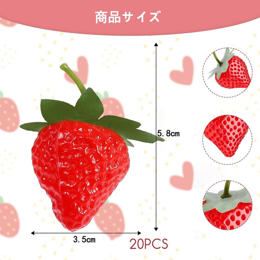 20 Pcs Lifelike Strawberries Food Sample Fruit Model Display for Cake Shop Fruits Fruit Shop Decoration