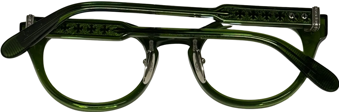 CHROME HEARTS 'DINGALONGLINGLONG' SILVER GREEN CRYSTAL GLASSES