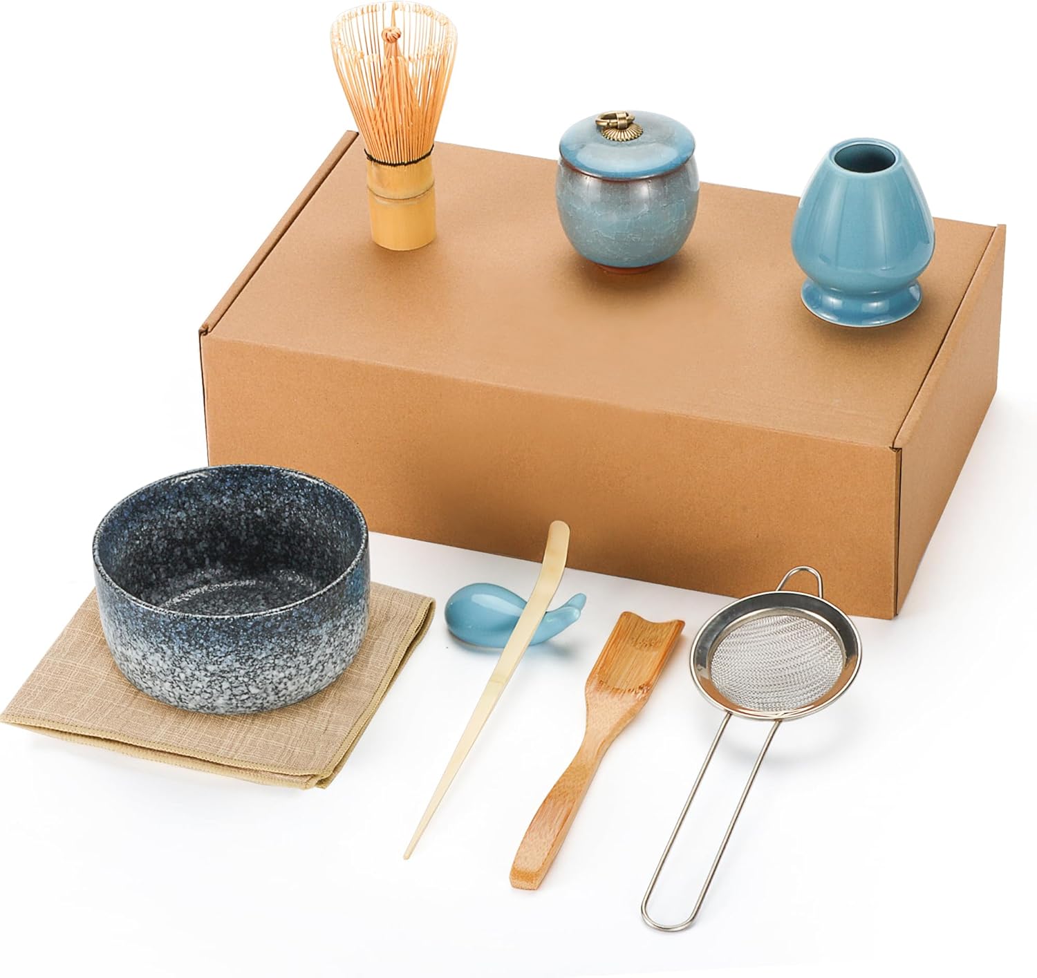 DiDiBirDi Matcha Bowl Set, Matcha Bowl, 9 Piece Set, Suitable for Beginners, Can Also Be Used as a Gift Matcha Whisk Stand, Matcha Bamboo Scoop, Natural Bamboo Wooden Spoon, Traditional Bamboo Chasen