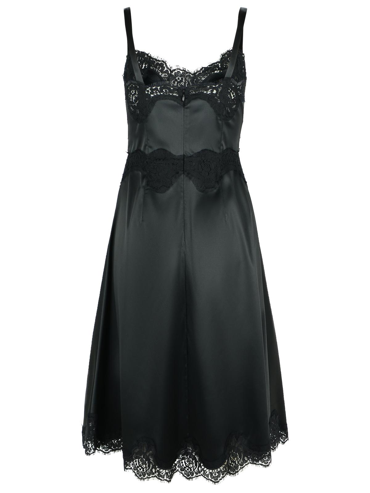 Dolce  Gabbana ドルチェ＆ガッバーナブラックコットンブレンドスリップドレス - Image 2