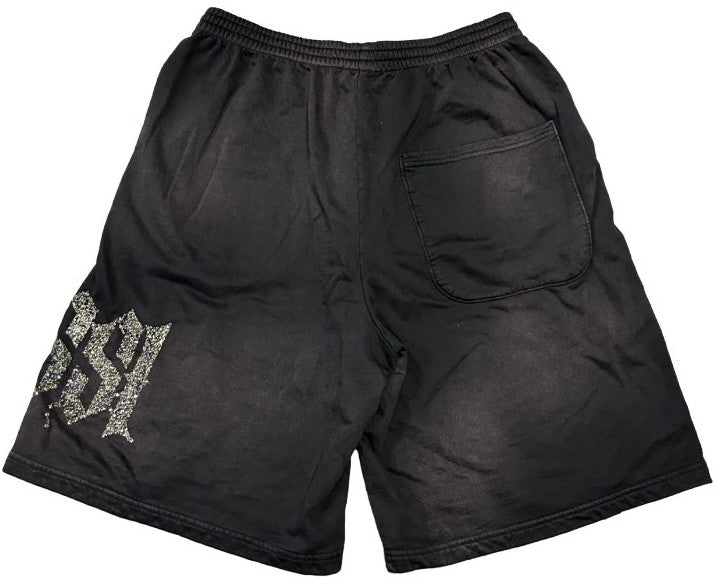 BOSSI 'GREY FLAMES' RHINESTONE SWEATSHORTS