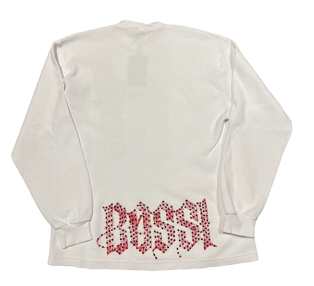 BOSSI 'RED SKULL CROSS' WHITE THERMAL LONGSLEEVE