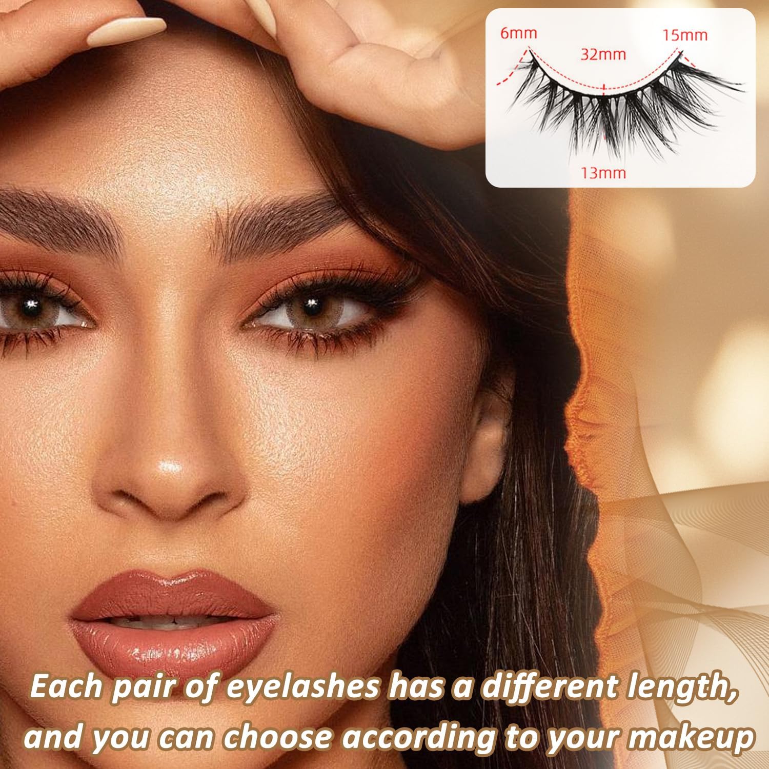 EKIND 5 Pairs Faux Eyelashes with Hanging Eyes - 3D Volume and Fluffy Curls, Perfect for Daily Makeup and Stage Makeup