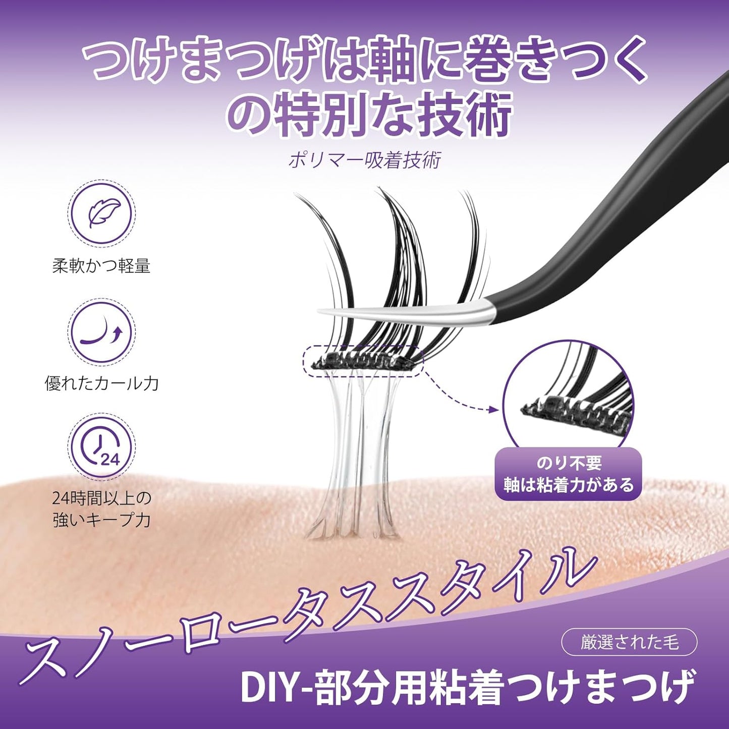 NAGARAKU Partial False Eyelashes, No Glue Required, Includes 1 Tweezer, Lightweight, One-Touch False Eyelashes, Long Retention, 0.07 mm Thick, C-Curl, Length 0.4 - 0.4 - 0.5 inches (10 - 11 - 12 mm),