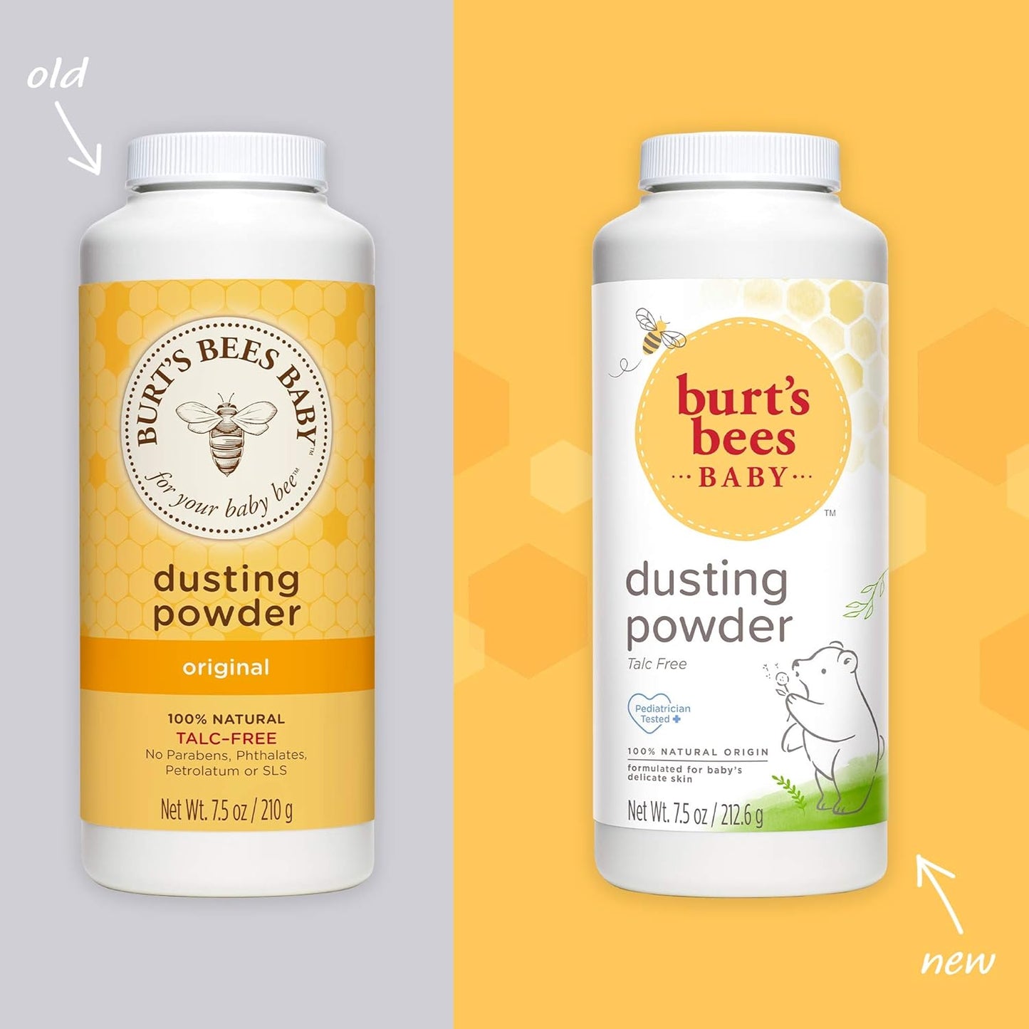 Burt's Bees - Polvos para bebé, polvos hipoalergénicos, no irritantes, calmantes para la piel, naturales, sin talco, 7.5 onzas (paquete de 3)