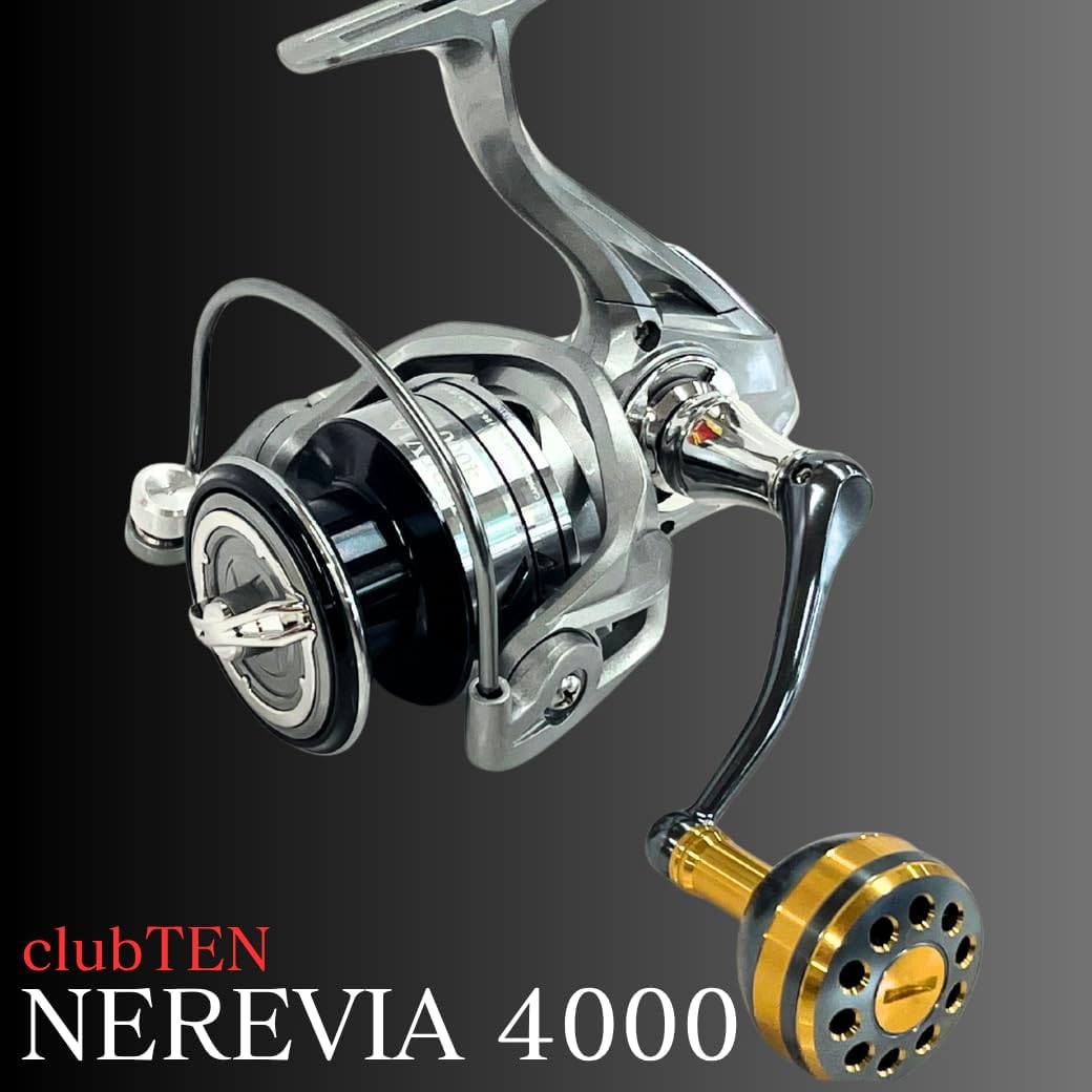 ClubTEN NEREVIA 4000 Spinning Reel, Nelevia (Sea Bass, Surf, Shore Jigging, Offshore Fishing, Casting, Long Throw Sabiki Light Jigging, Octopus Fishing, Large Aluminum Handle, Machine Cut Handle)