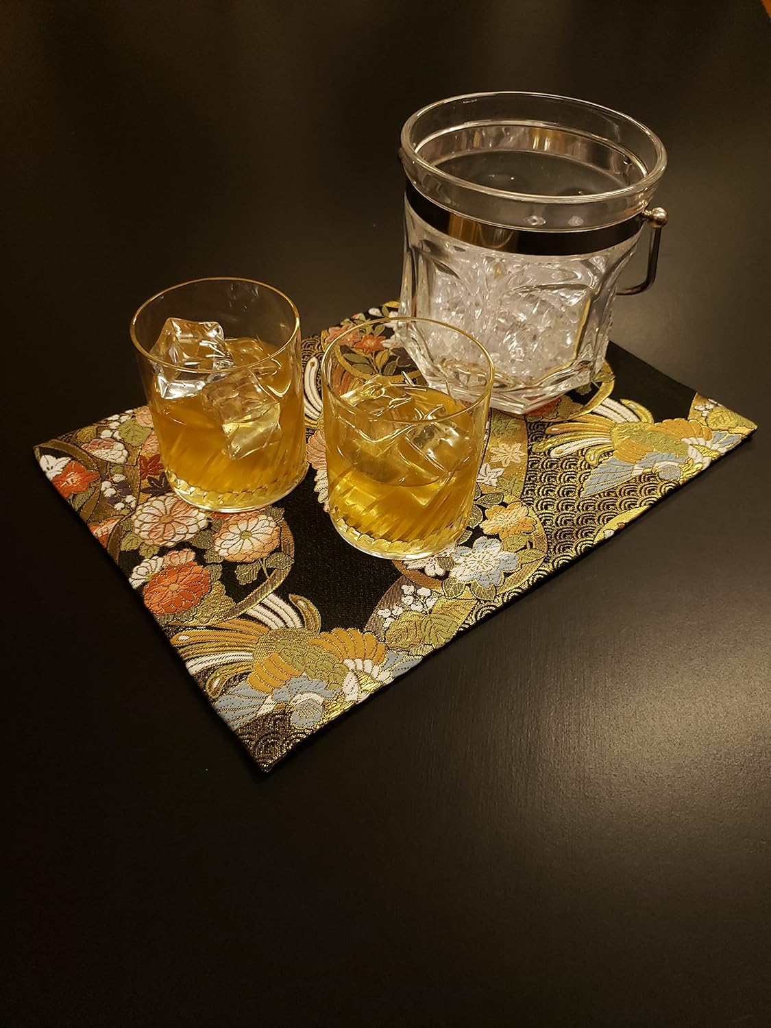 Comes Boxed and Ready to Use as a Present, Japanese Gift for Foreigners, Kimono, Obi-Style Japanese Tea Mat Set of 2, All Over Pattern (Asuka)