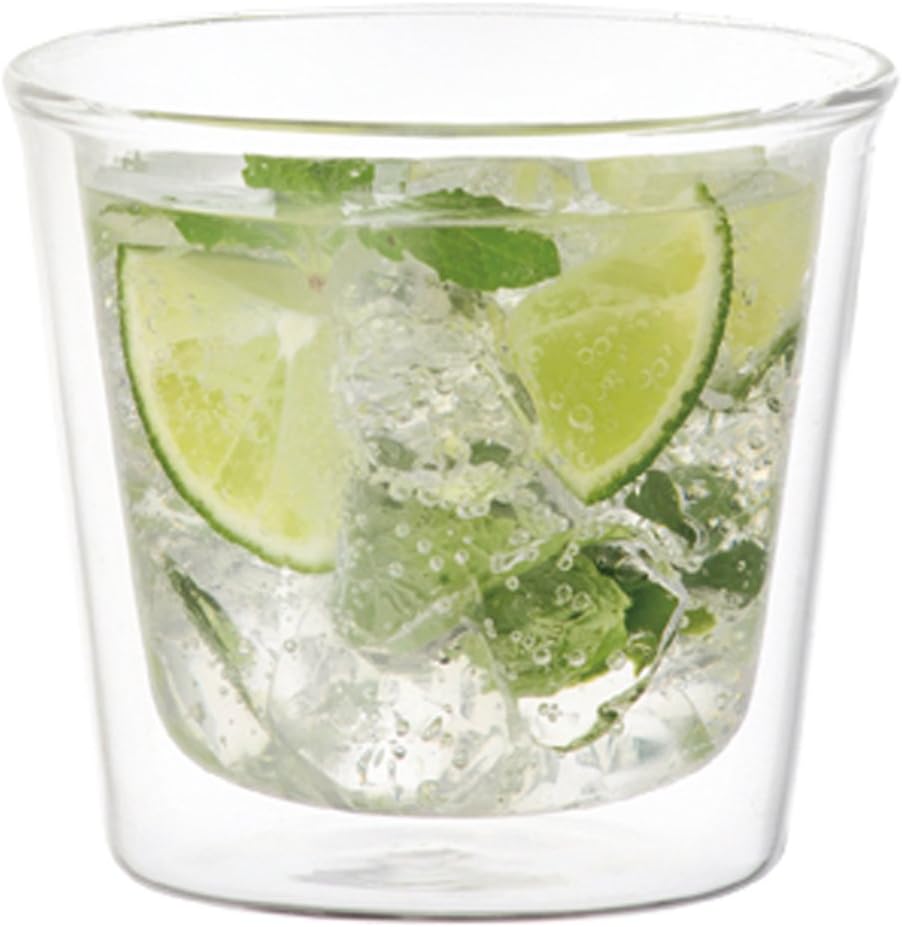KINTO CAST Double Wall Rock Glass, 8.5 fl oz (250 ml), Heat Resistant Glass, Double Wall Construction, Microwave and Dishwasher Safe 21430