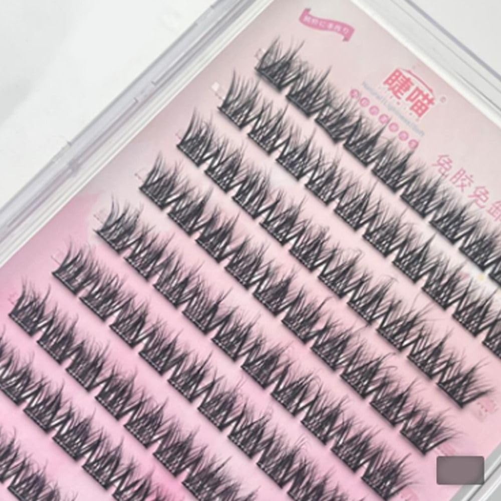 10 Rows 5D Mink Hair Individual Eyelashes Self Adhesive Cluster Lashes Fluffy Segment Eyelashes Handmade