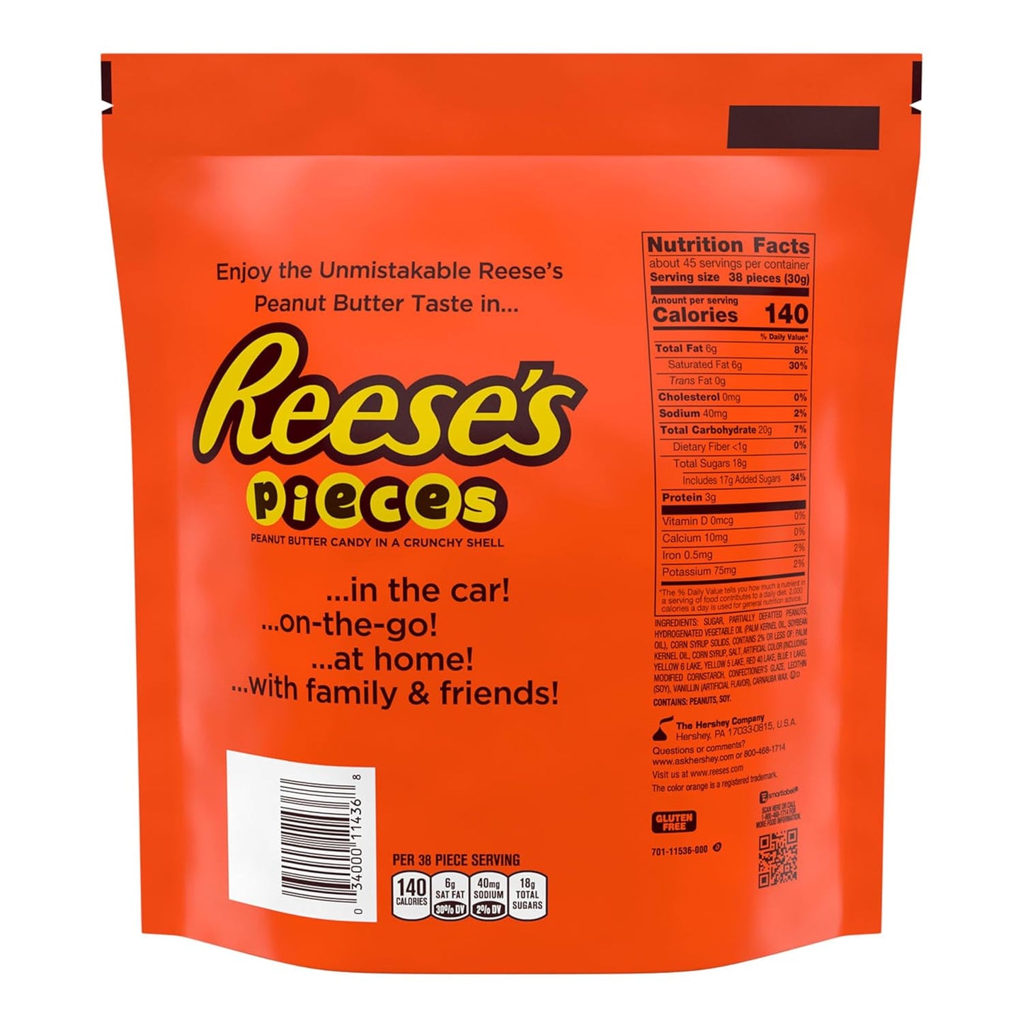 REESE'S PIECES Peanut Butter in a Crunchy Shell, Candy Bulk Bag, 48 oz (Pack of 2)